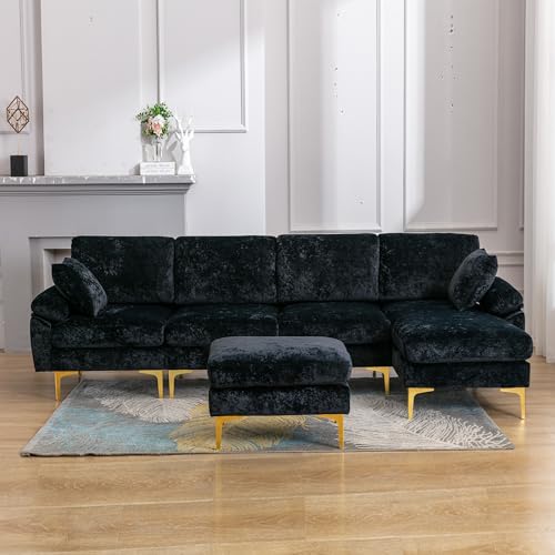 Purple U-shaped Sectional Sofa with Ottoman D875