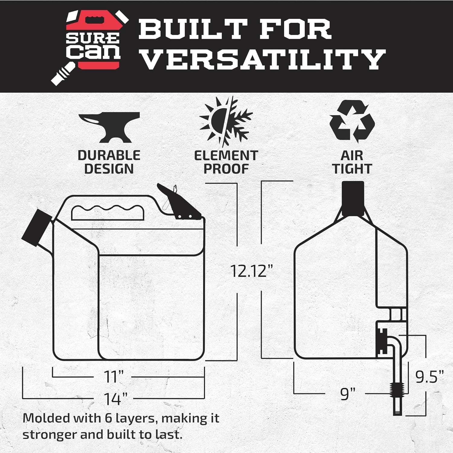 2 Gallon Red Safety Container with Rotating Spout W839742
