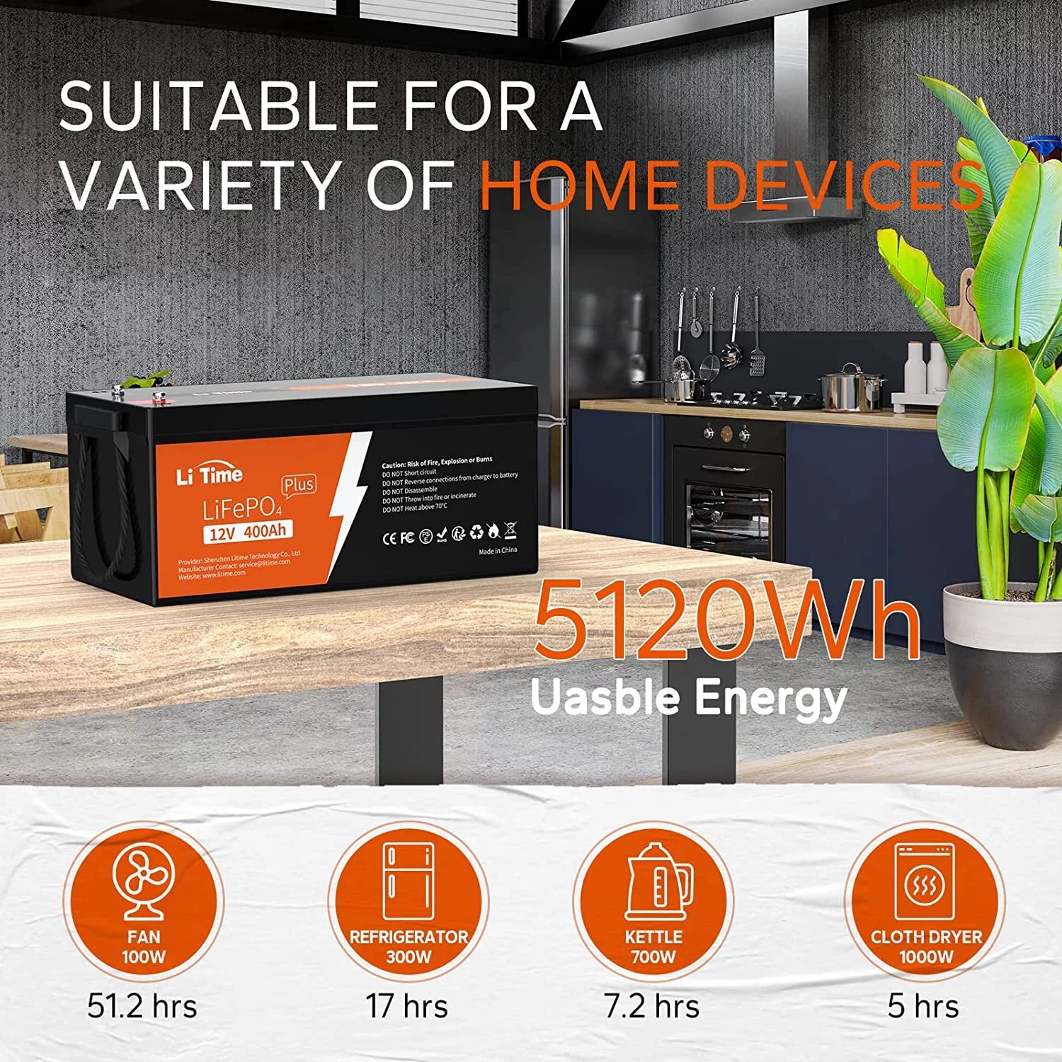 12V 400Ah Lithium Battery with 250A BMS V267