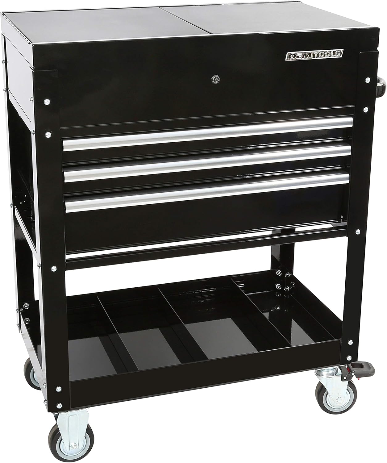 3-Drawer Matte Green Rolling Tool Cart with Power Supply T4637