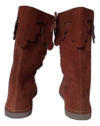 Medieval Brown Leather Knee High Boots Q307978