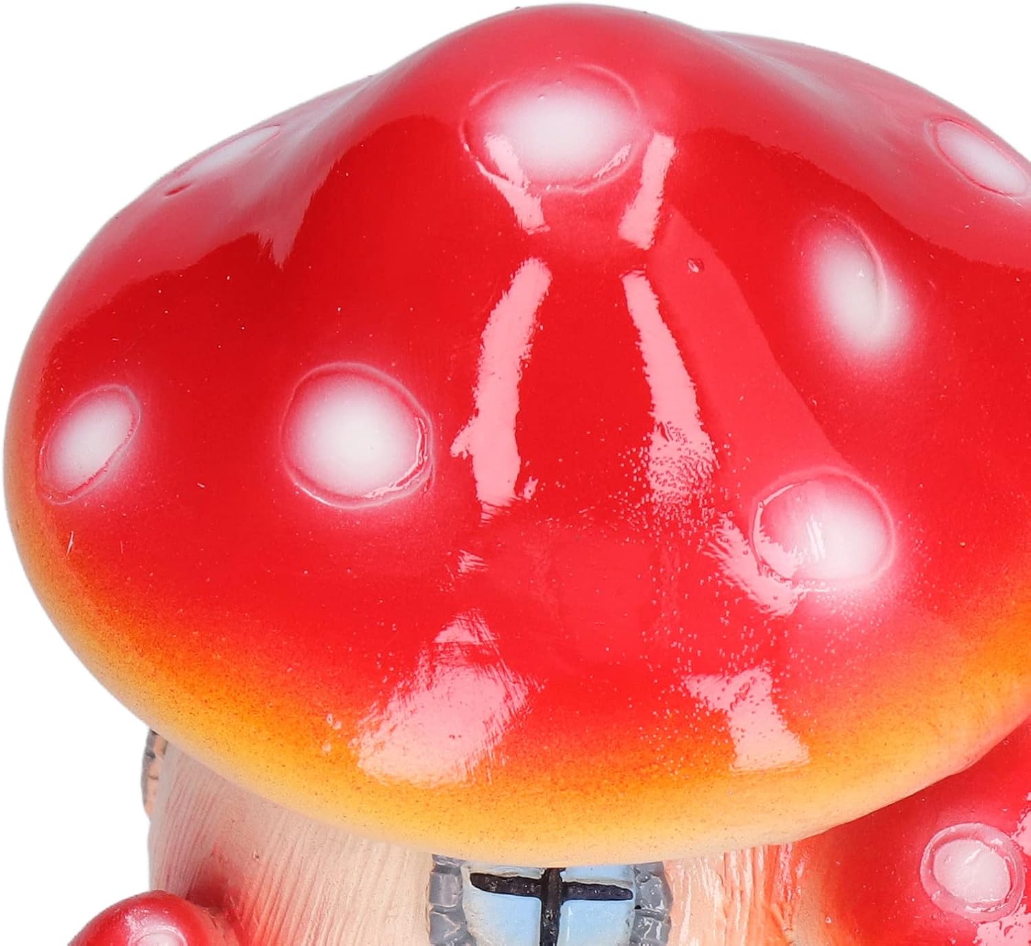 Red Synthetic Resin Mushroom House Sculpture 3.9x3.1x3.7 inch U528