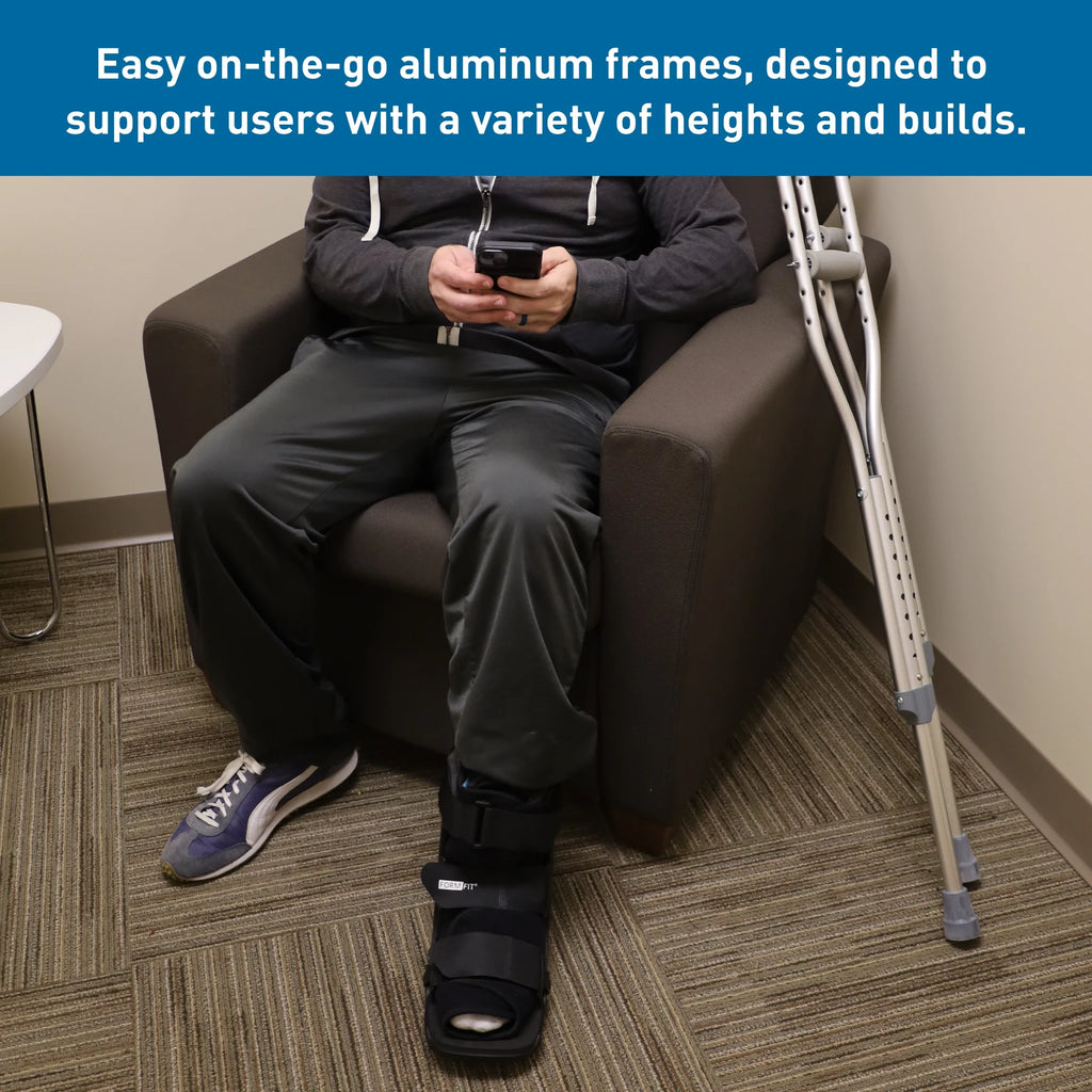 Lightweight Aluminum Crutches Pair, Adult, Medium, Height Adjustable I366