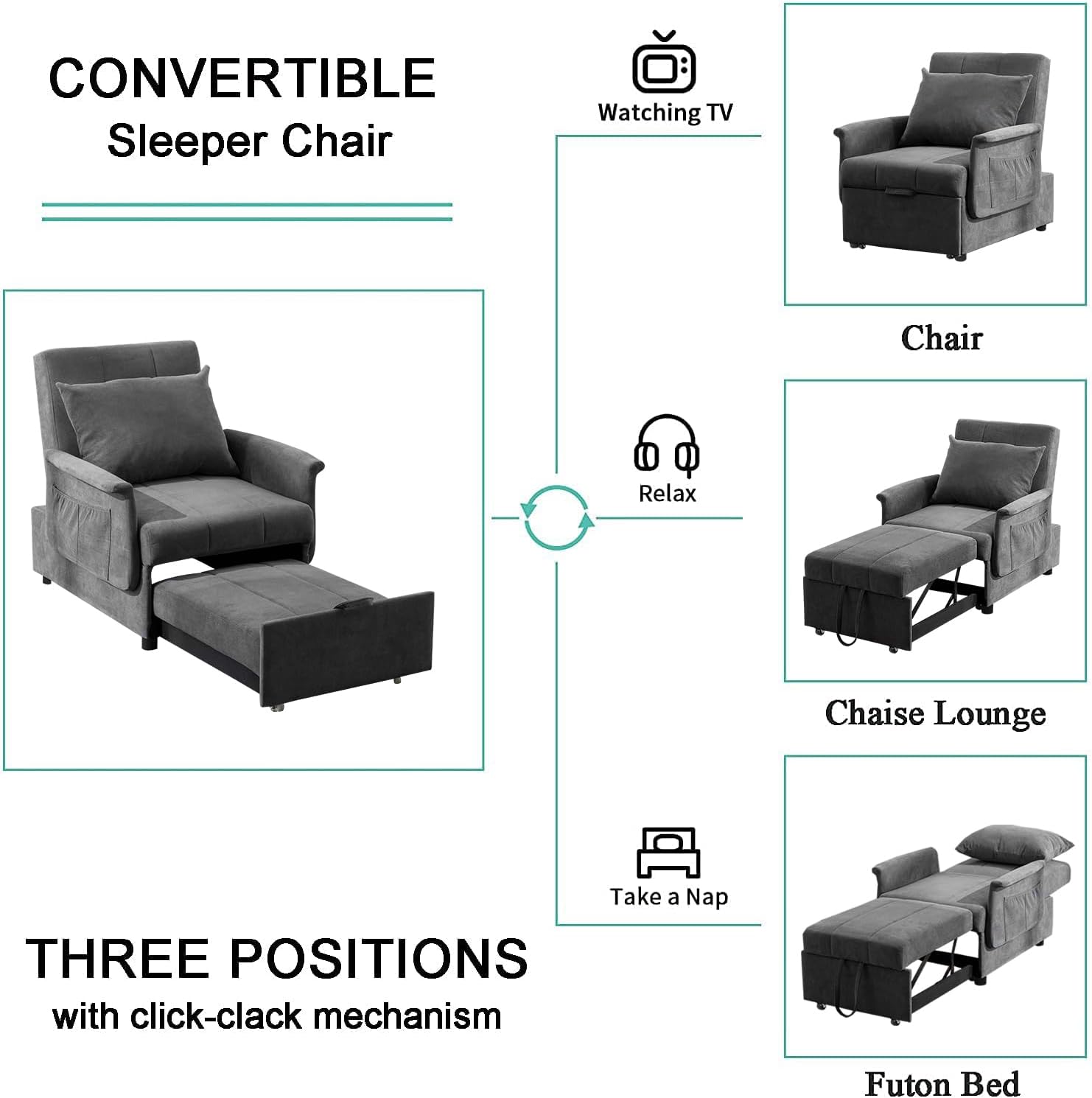 3 in 1 Folding Sofa Bed Chair T9121