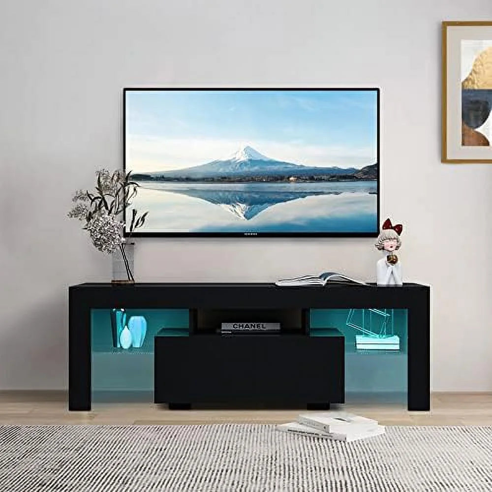Modern TV Stand with 2 Cabinets Entertainment Center Wood TV Unit V2998