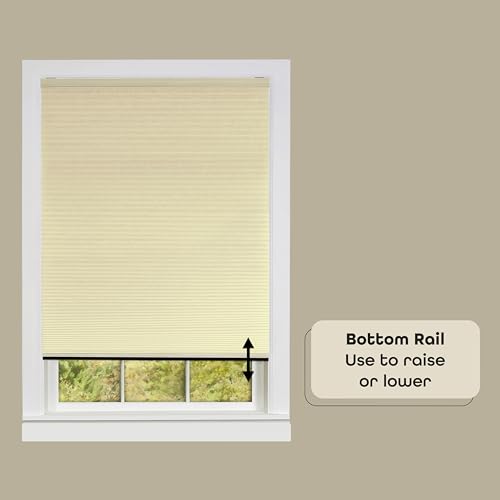 Cellular Pleated Window Shades - 31 Inch Width, 64 Inch Length (Alabaster) - Honeycomb Pull Down Blinds D309496