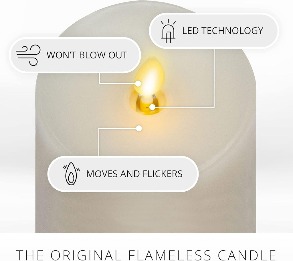Set of 3 White Moving Flame Pillar Candle with Remote J29249