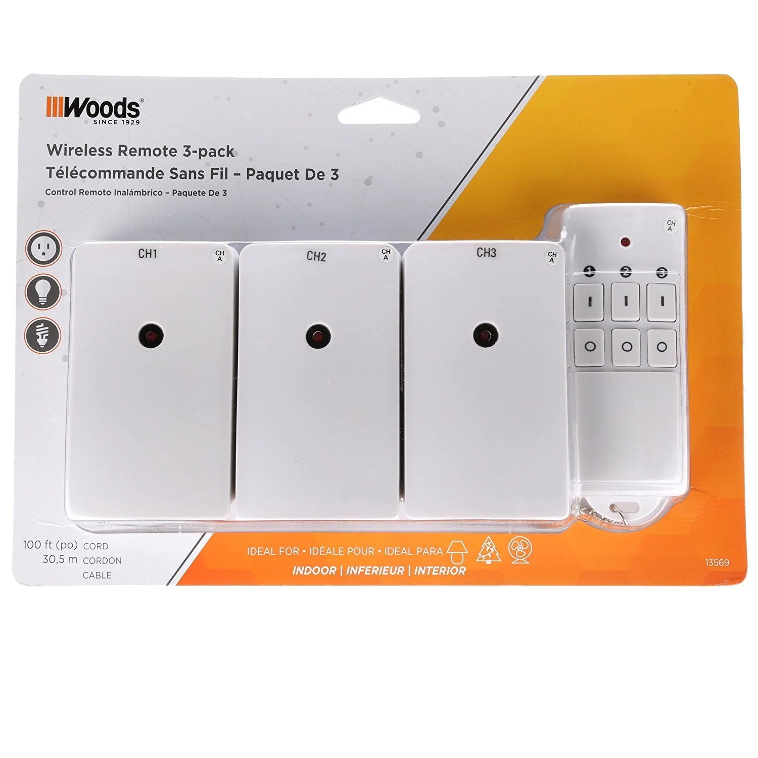 White 3-Pack Wireless Remote Control with 3 Outlets B44806