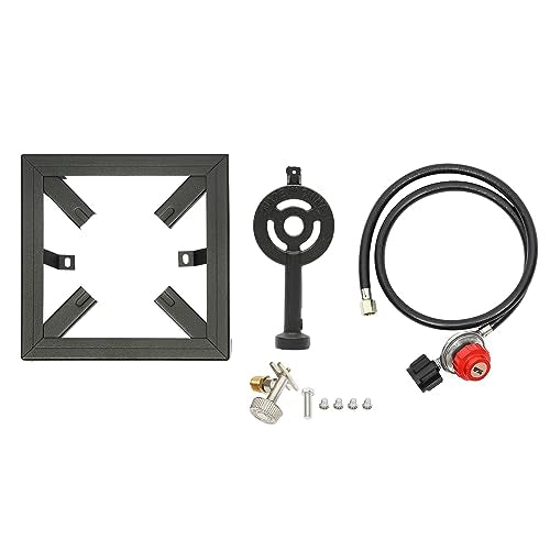 Portable Double Propane Gas Burner Cast Iron Stove with 1.5m Propane Regulator Hose X2637