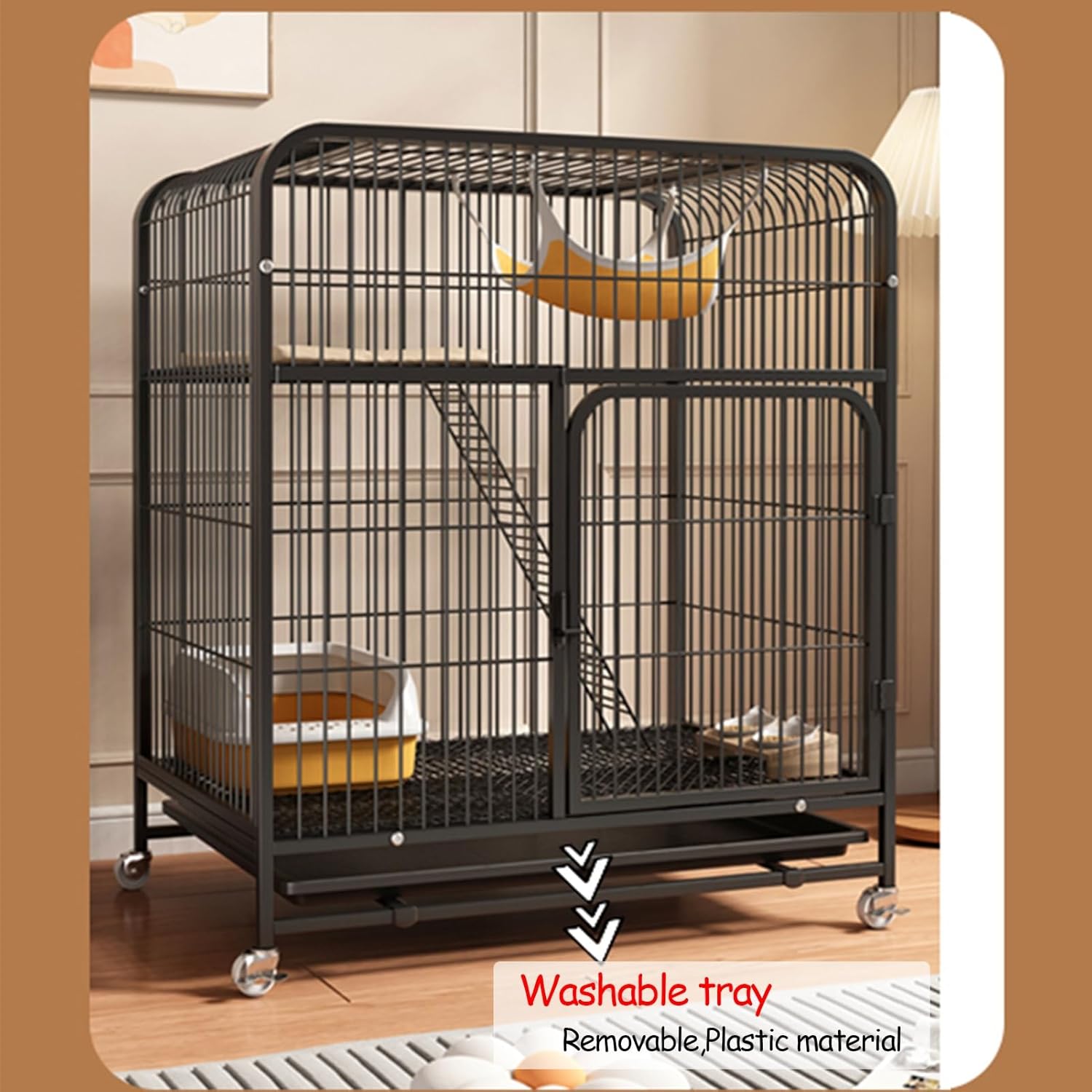 Large 2/3 Tier Cat Cage with Cat Litter Box W8737