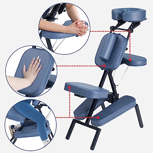 Blue Aluminum Folding Portable Massage Chair with Wheeled Carrying Case B538