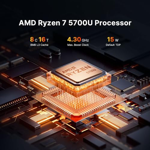 Mini Gaming PC AMD Ryzen 7 5700U 32GB RAM 1TB NVMe SSD Windows 11 Pro O495507