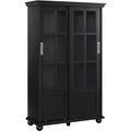 Red Bookcase with Sliding Glass Doors N523
