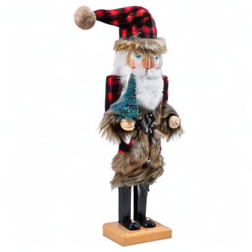 Red and Black Wooden Nutcracker Santa Claus 15" A70086