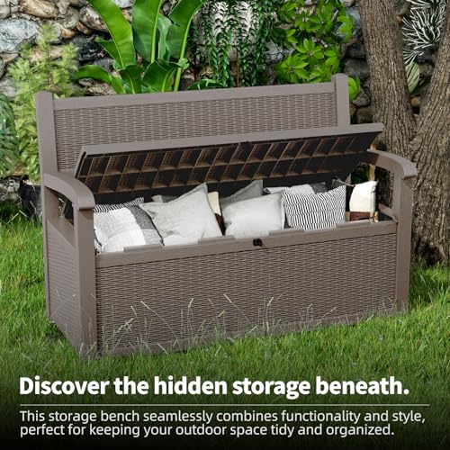 Black 80 Gallon Waterproof Lockable Storage Bench Deck Box O3998