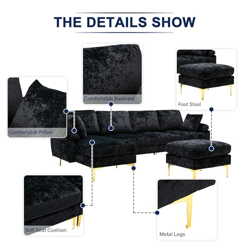 Purple U-shaped Sectional Sofa with Ottoman D875