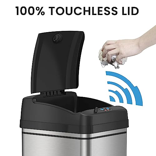 13 Gallon Motion Sensor Stainless Steel Trash Can with Lid B62935