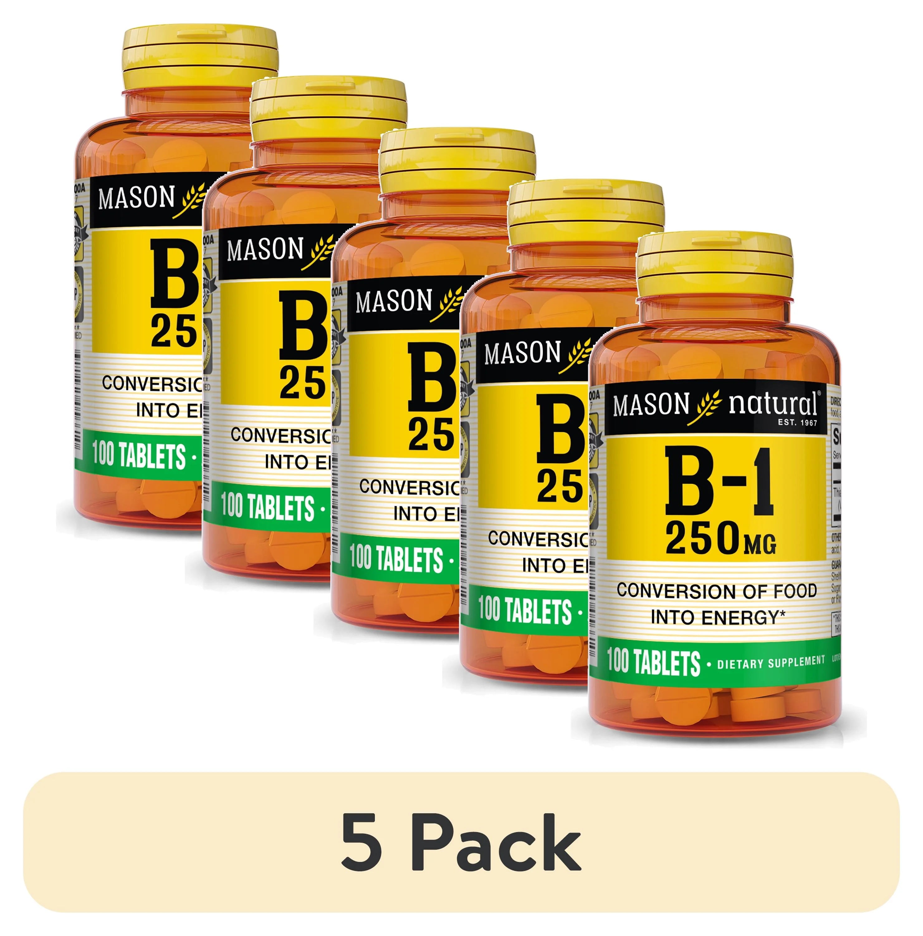 (5 pack) Vitamin B1 250 mg, 100 Tablets Q750788