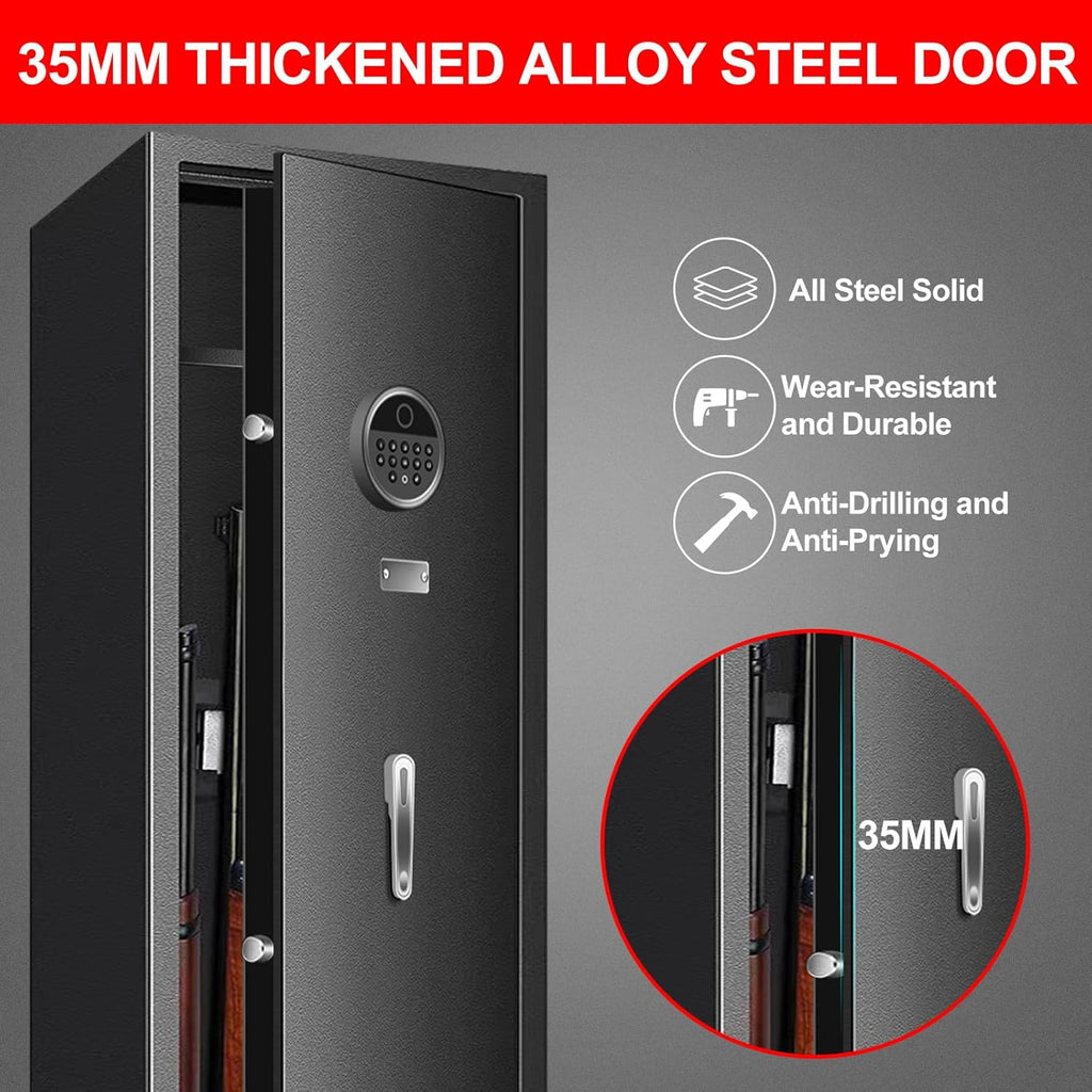 Large Long Gun Safe with Biometric Lock, Fireproof, Removable Gun Rack M207366