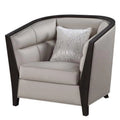 Beige Fabric & Black Barrel Chair T226