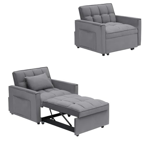 Dark Gray Velvet Convertible Sleeper Chair S96813