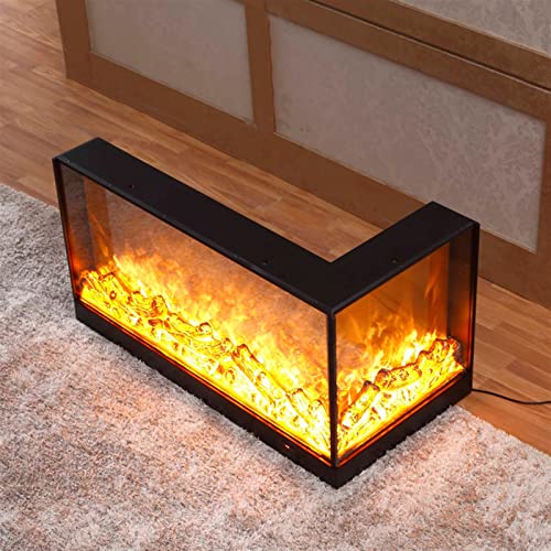 Electric Fireplace L-shaped Corner Decorative Embedded Simulation 3D Flame With Remote Control F65848