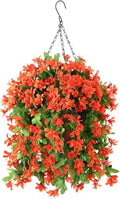 Artificial Hanging Violet Flowers in Basket with Coconut Lining (Yellow) O984
