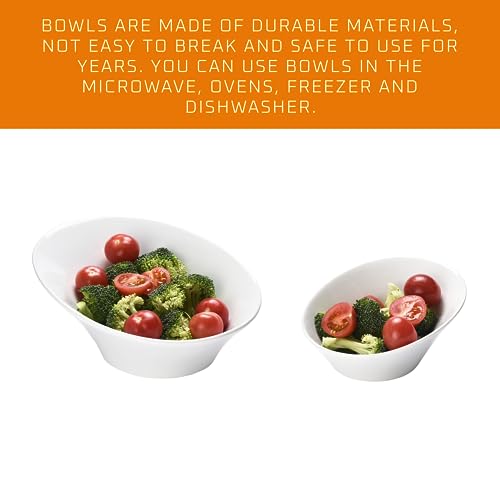 White Ceramic Porcelain Salad Bowls Set of 2 D62068