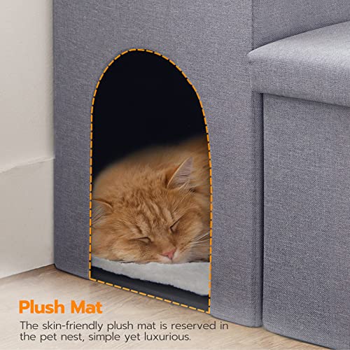 Gray 3 Steps Dog Stairs with Storage C87874