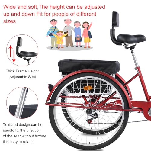 24/26-Inch 3-Wheel Adult Tricycle with 7-Speed Gearing and Basket A16270