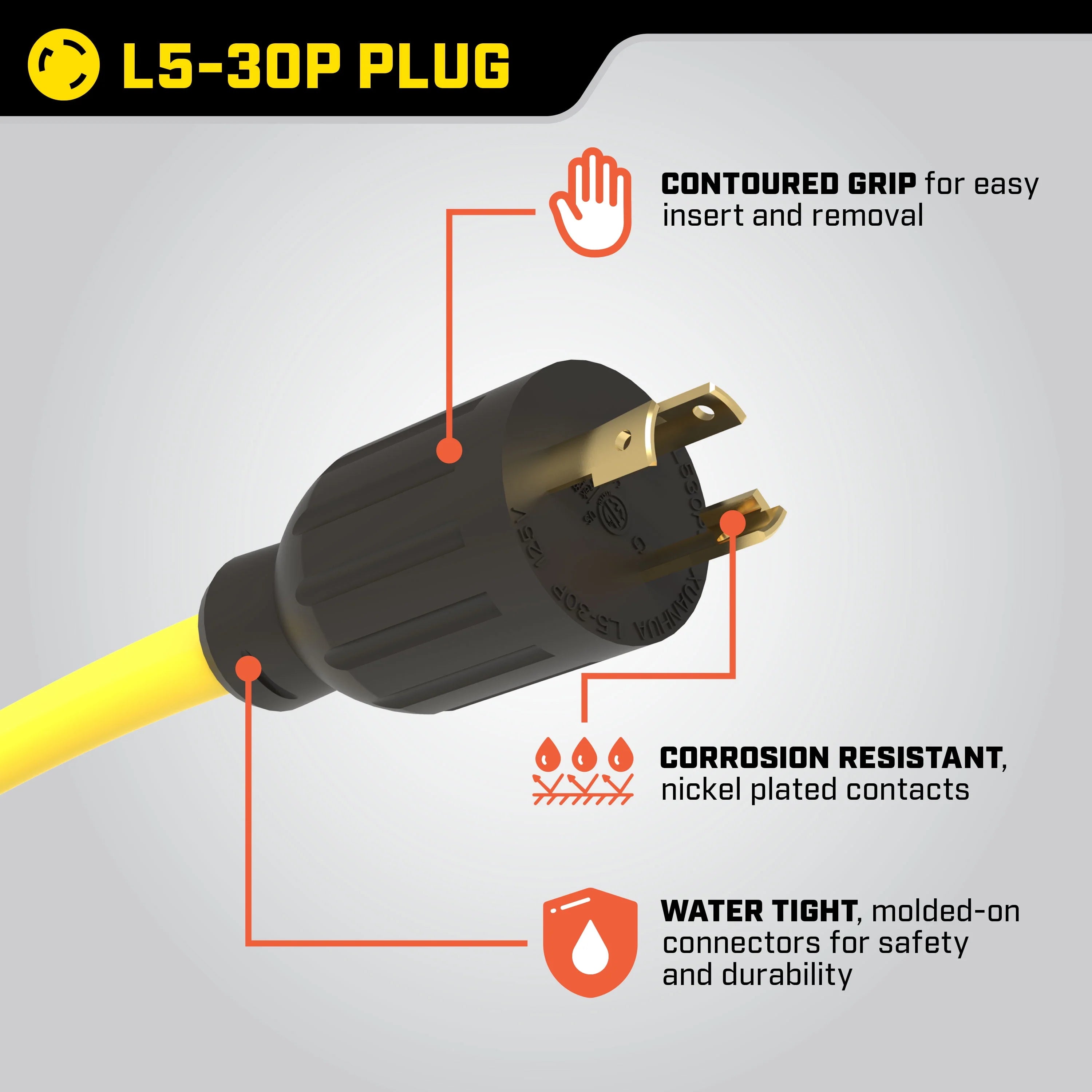 25-Foot 30-Amp 125-Volt Generator Extension Cord Q650914