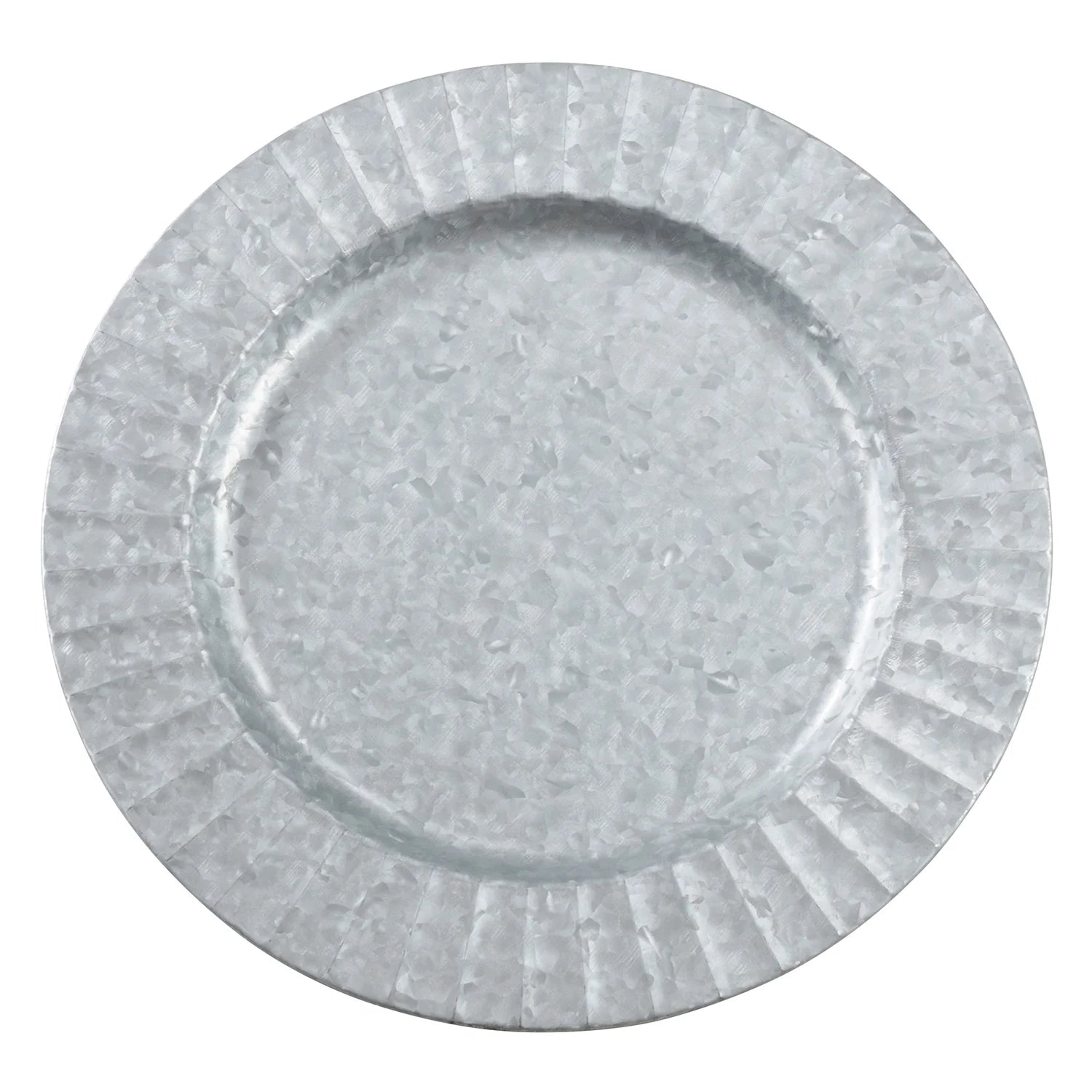 Vintage Ruffled Galvanized Metal Charger Plates, Set of 4 P5356