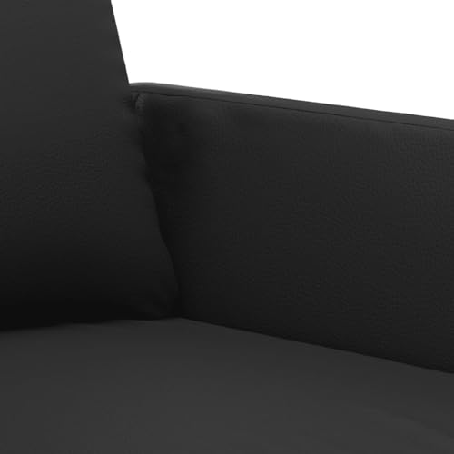 2 Piece Black Faux Leather Sofa Set with Metal Frame L72335