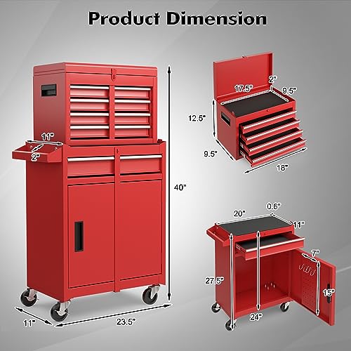 Gray 5-Drawer Rolling Tool Chest with Lockable Wheels I4535