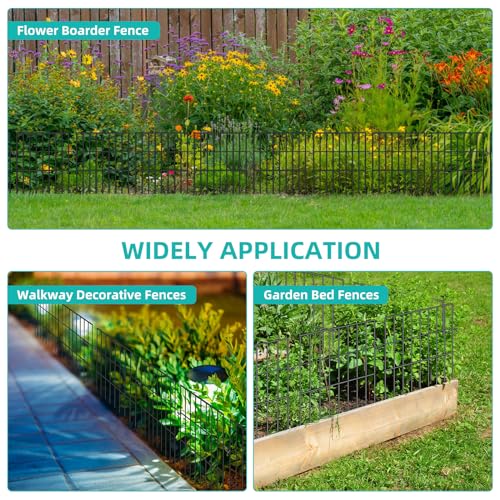 25 Panels No Dig Rustproof Metal Garden Fence, 17in x 27ft B34696
