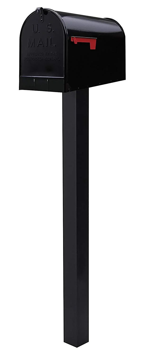 Black Steel Post Mount Mailbox G531