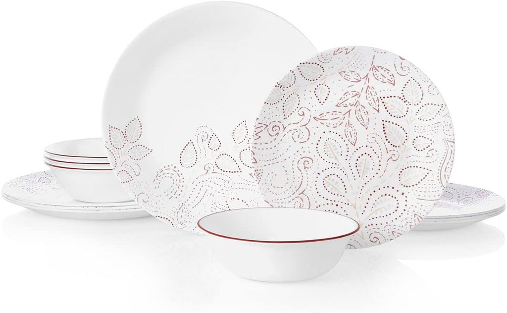 12-Piece Dinnerware Set Service for 4 red, White X661641