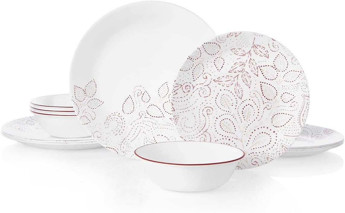 12-Piece Dinnerware Set Service for 4 red, White X661641