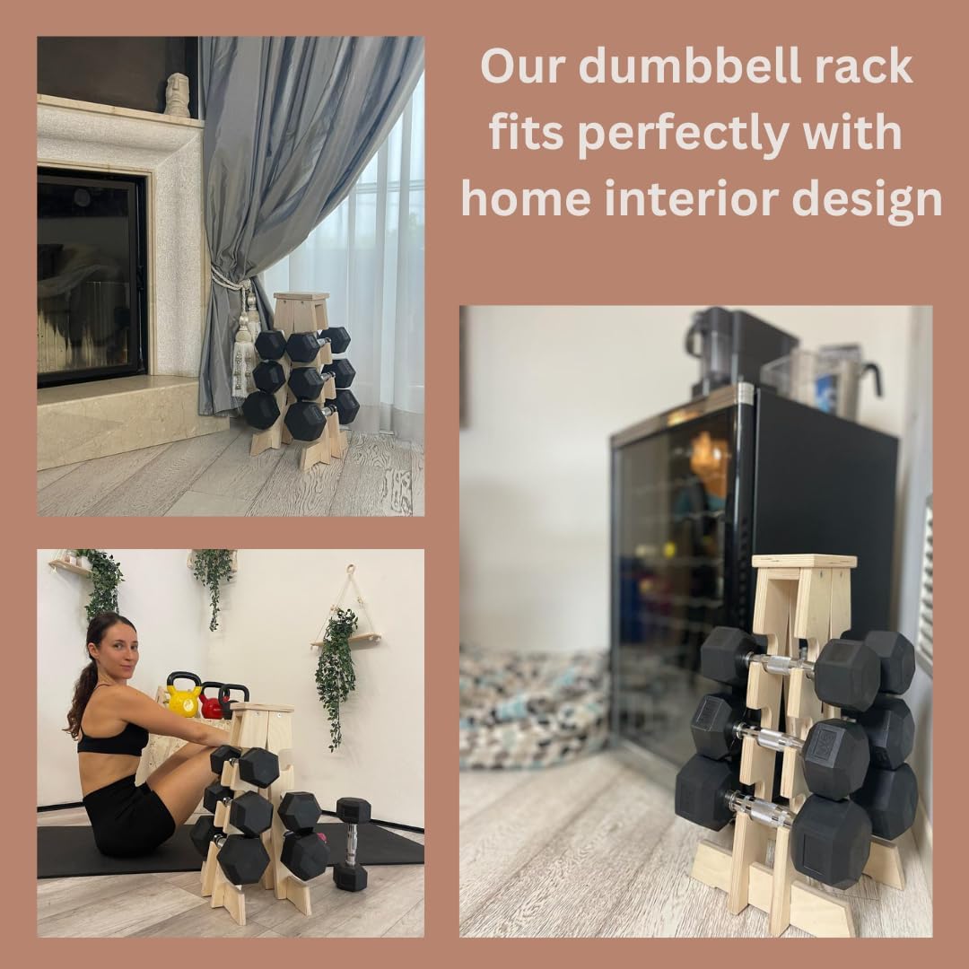 Wooden Dumbbell Rack for 6 Weights L36604