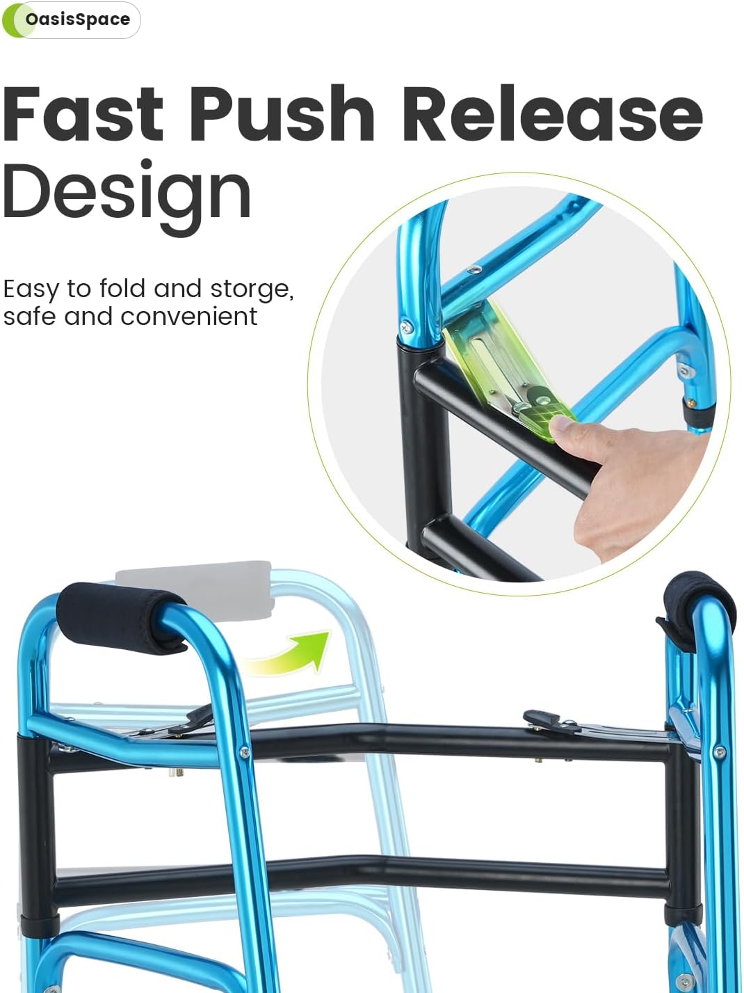 Heavy Duty Folding Walker with 5 Inches Wheels I719
