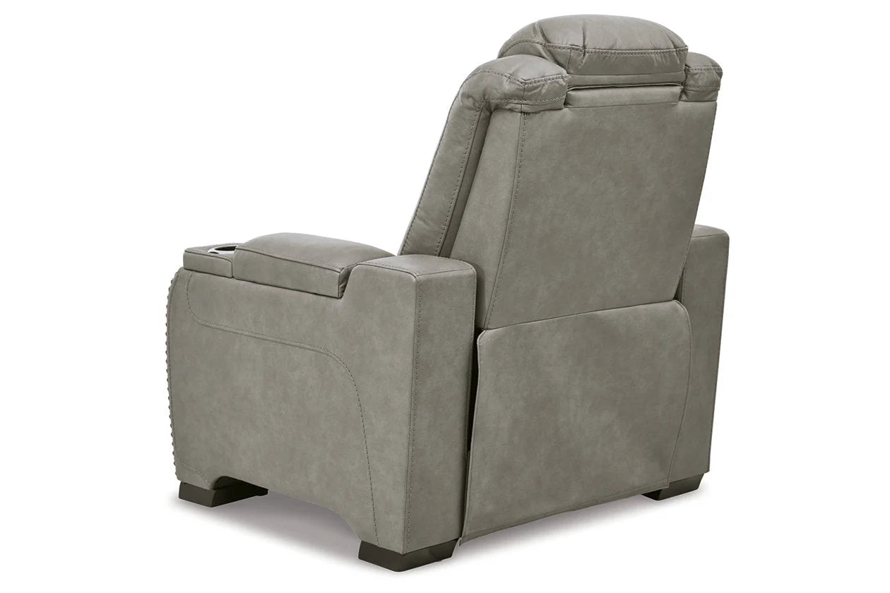 Gray Leather Power Recliner H686309