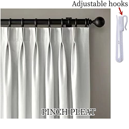 White 96 Inch Length Cotton Linen Blend Semi-Blackout Curtain Panel H6453