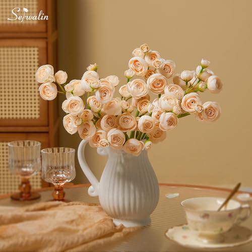 18 Pcs Artificial Silk Ranunculus Bouquet Wine Red S54964