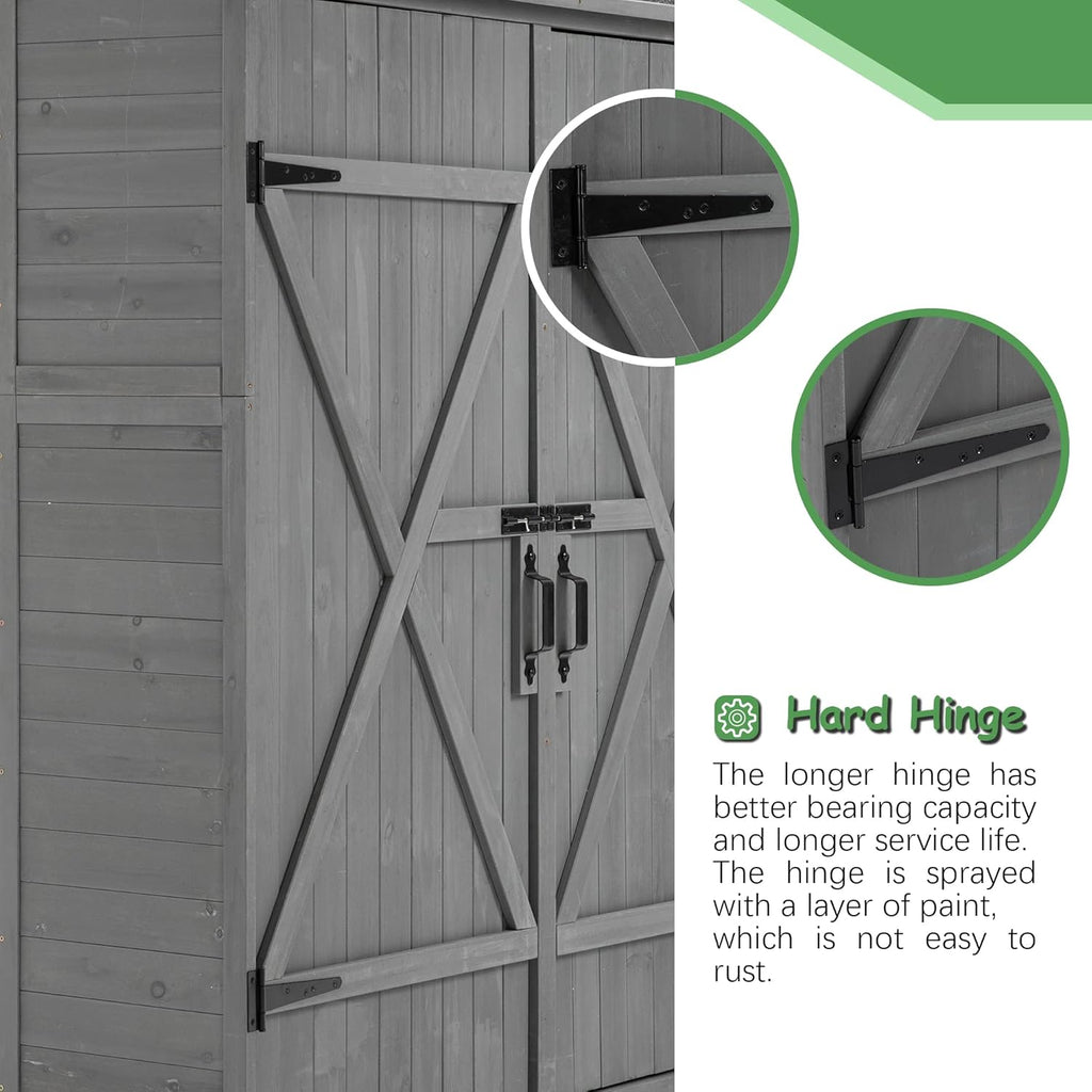Aqua Grey Outdoor Storage Shed with 2 Lockable Doors and 2 Adjustable Shelves I43204