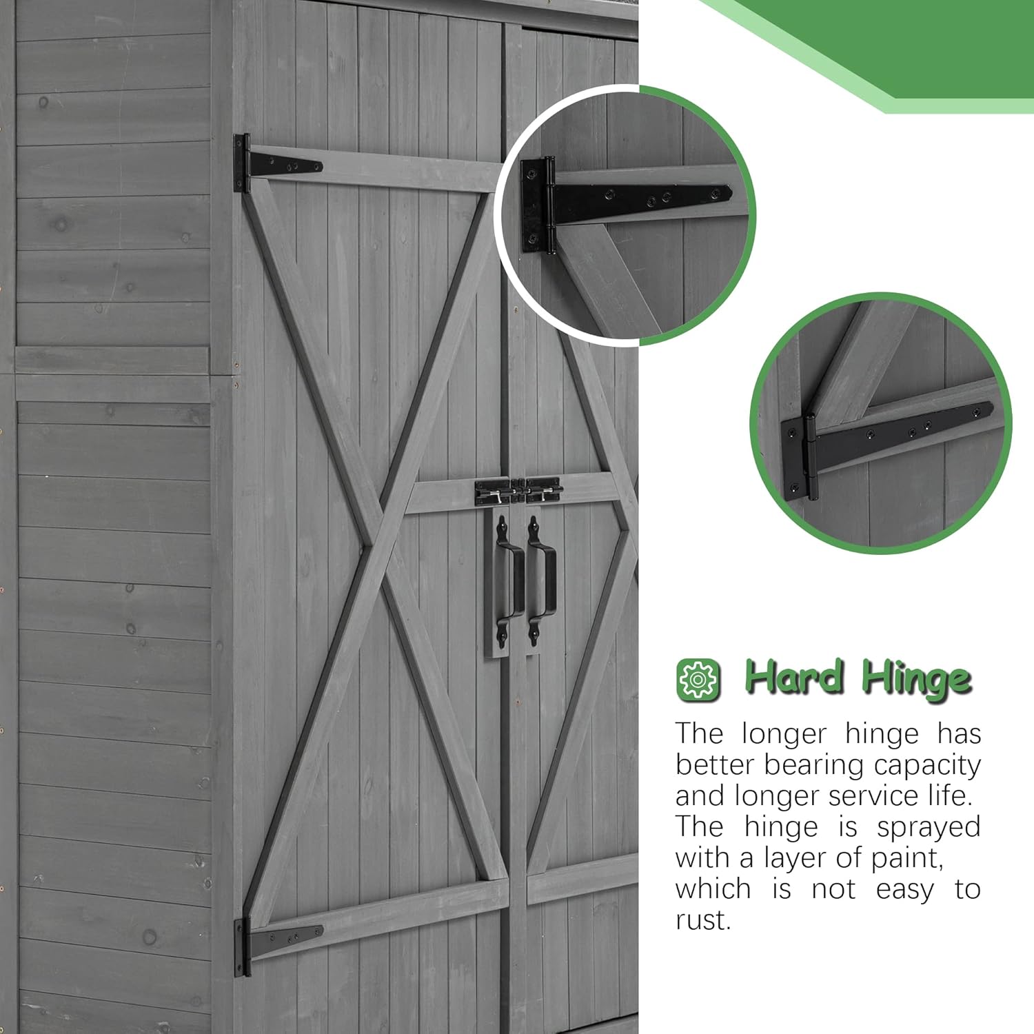 Aqua Grey Outdoor Storage Shed with 2 Lockable Doors and 2 Adjustable Shelves I43204