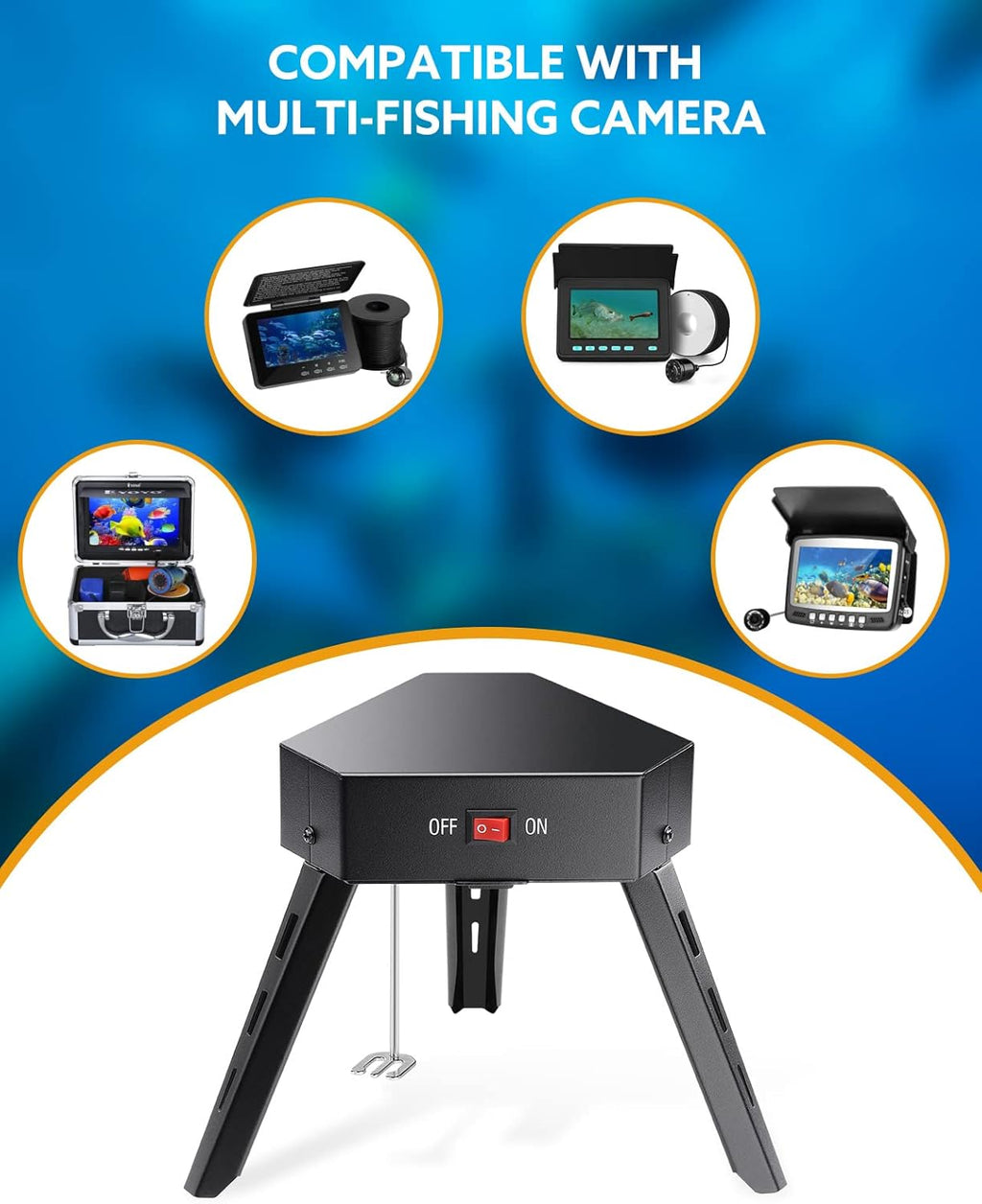 Underwater Fishing Camera Positioner 360° Degree Rotation Tripod with Remote Control Metal Housing D798485