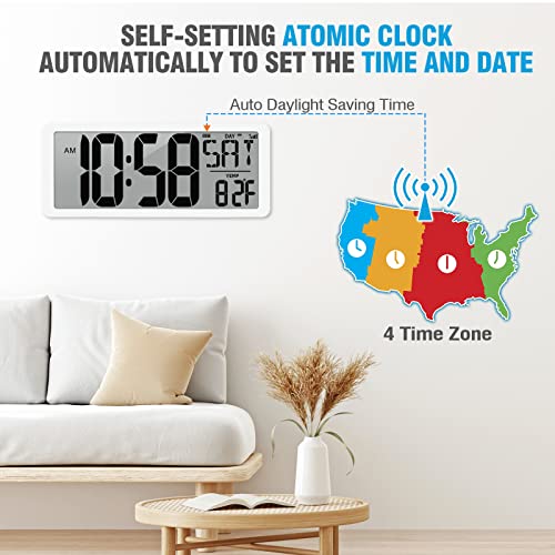 14.2’’ Wall Clock with Auto Backlight, Temp, Date, Timer, DST R99488