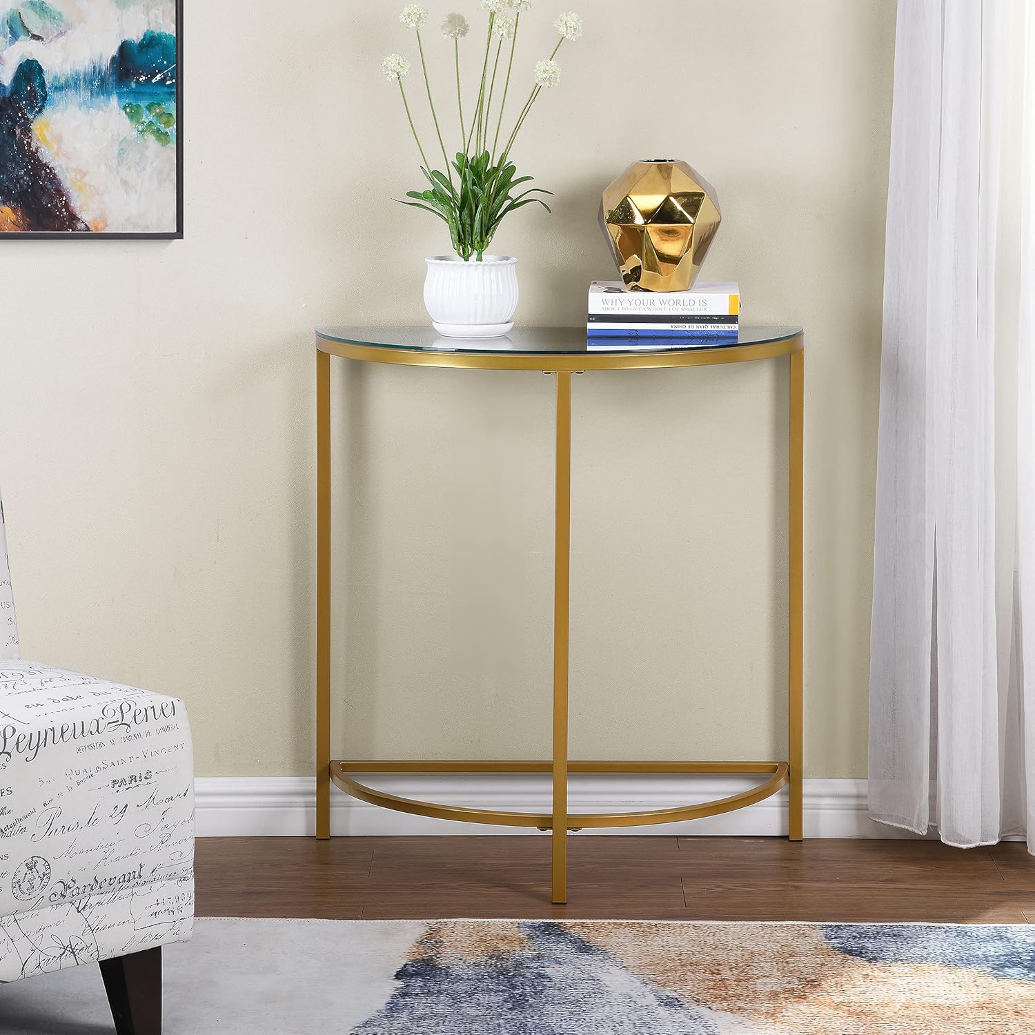 Gold Half Round Console Table K226931