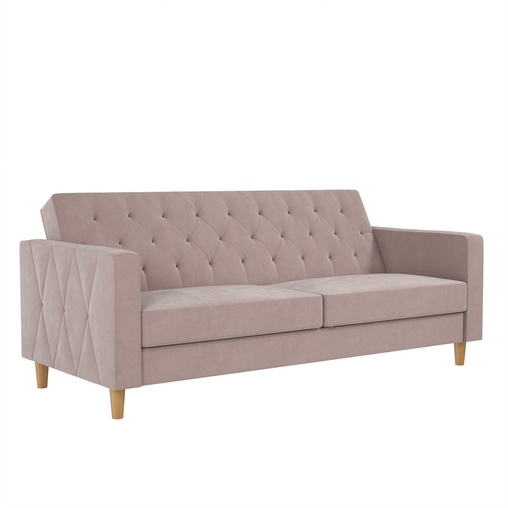 Blush Velvet Futon with Storage N3025
