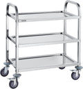Stainless Steel 3 Shelves Rolling Lab Cart with Foot Brake T7239